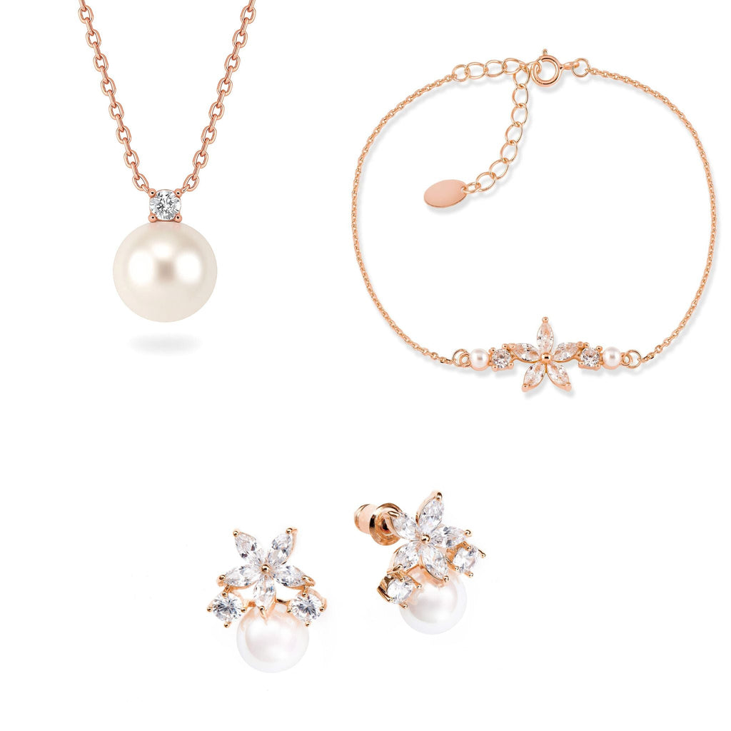 Ensemble Fleur Perla Or Rose