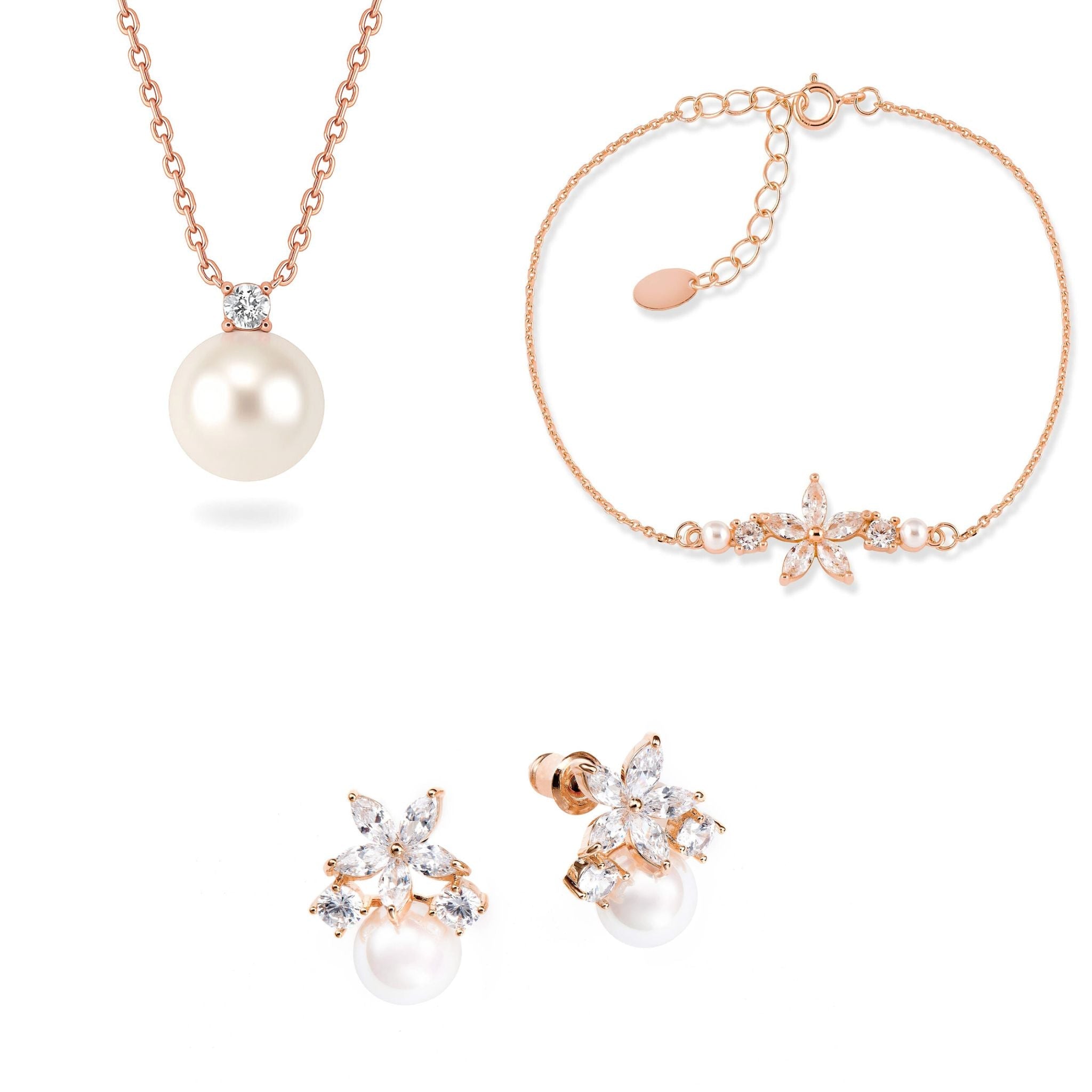 Ensemble Fleur Perla Or Rose