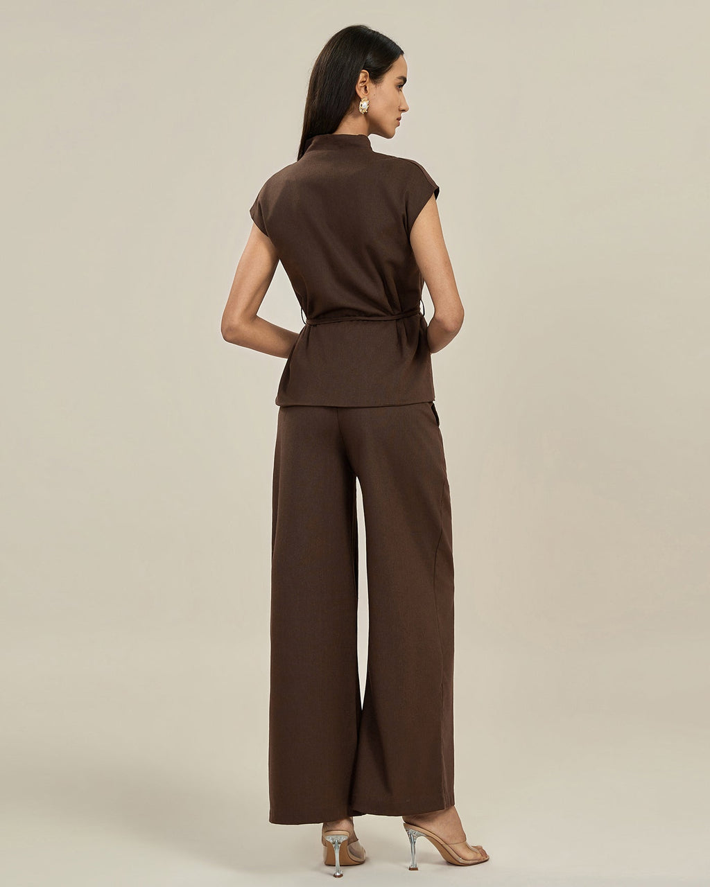 Coffee Button Belt Vest